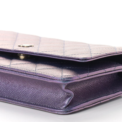 Chanel Iridescent Caviar Quilted Wallet On Chain WOC Dark Blue 11 of 12