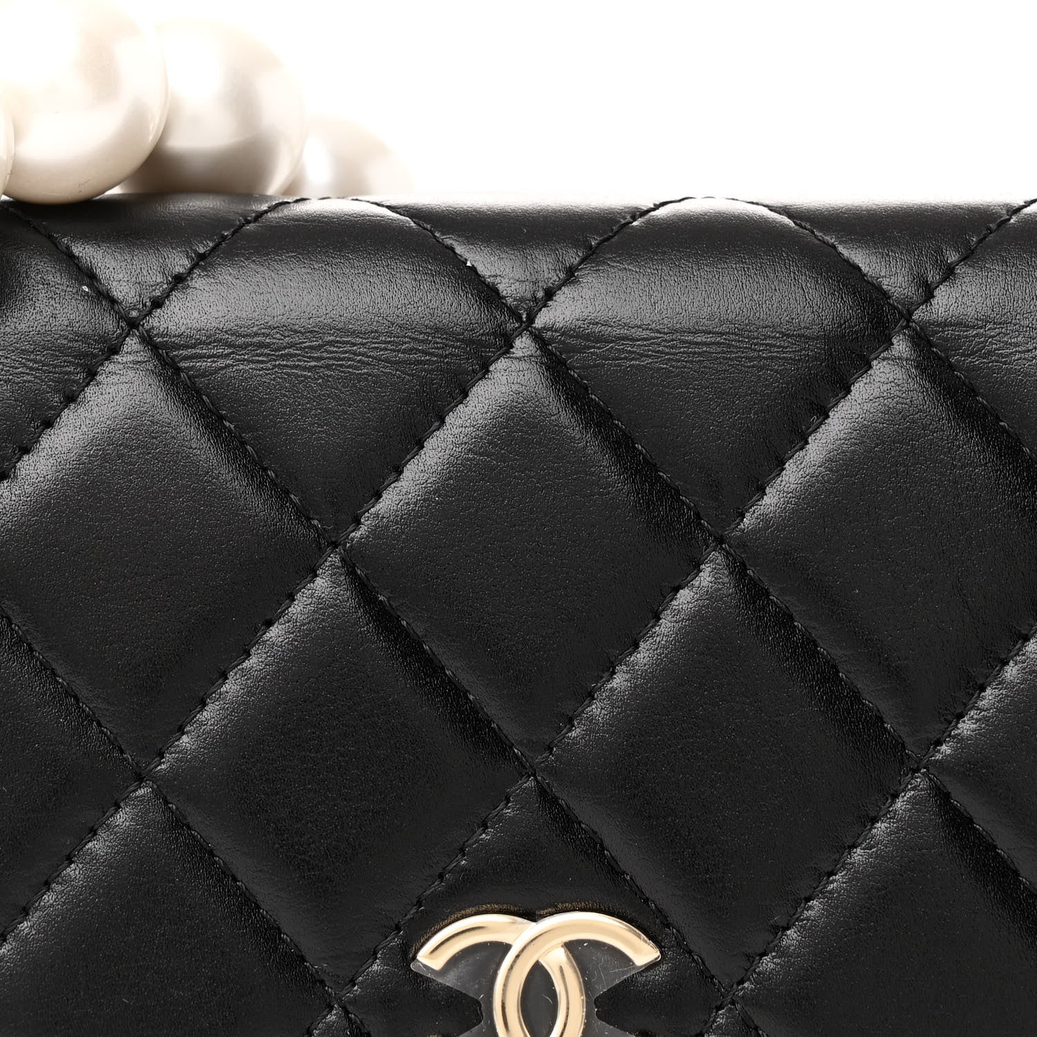 Chanel Calfskin Quilted Mini Maxi Pearls Wallet On Chain WOC Black 9 of 12