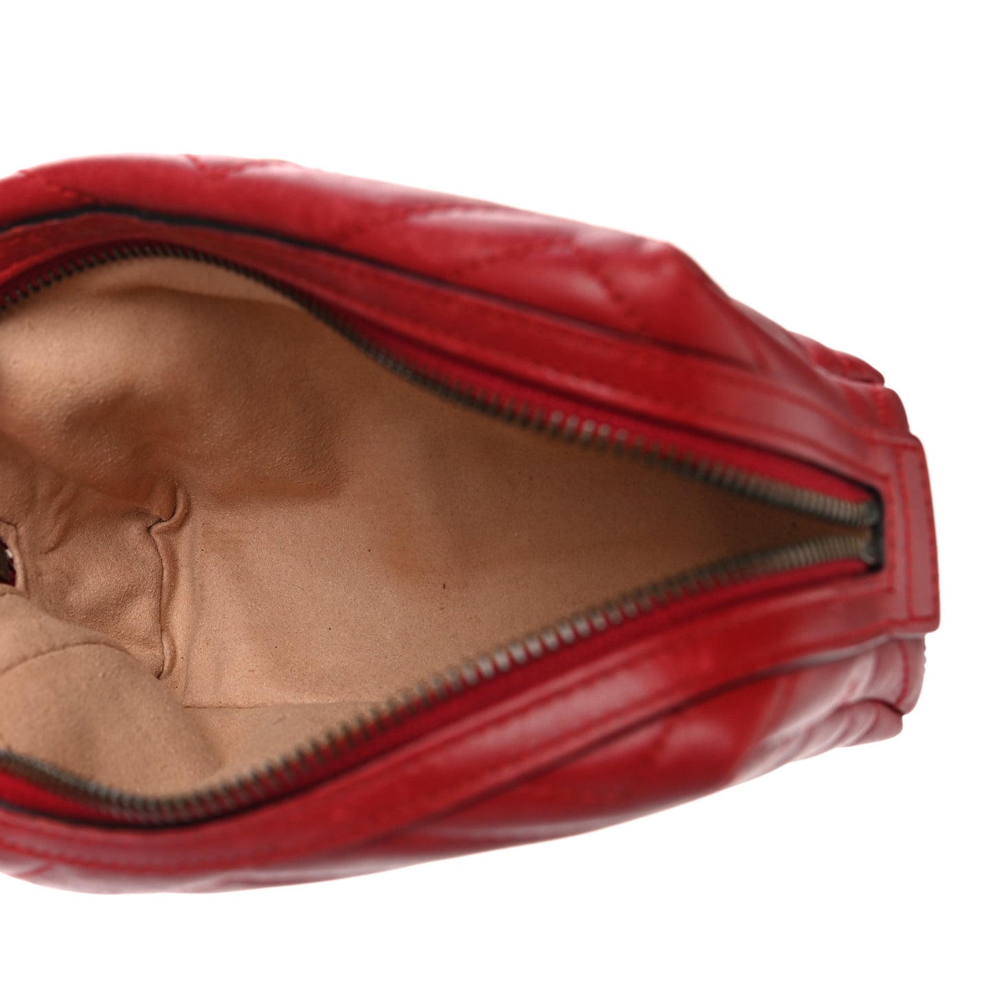 Calfskin Matelasse GG Marmont Cosmetic Case Hibiscus Red