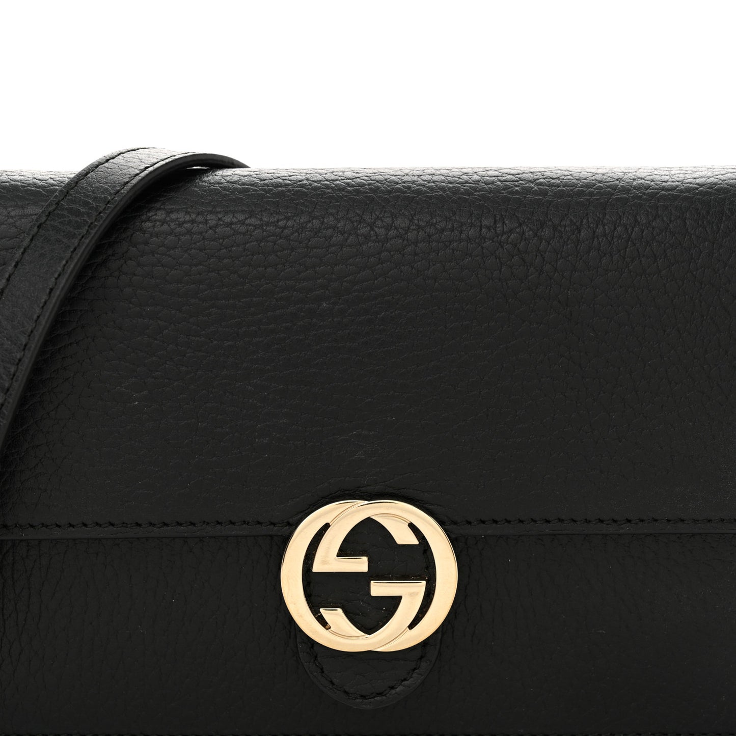 Dollar Calfskin Interlocking G Chain Wallet Black