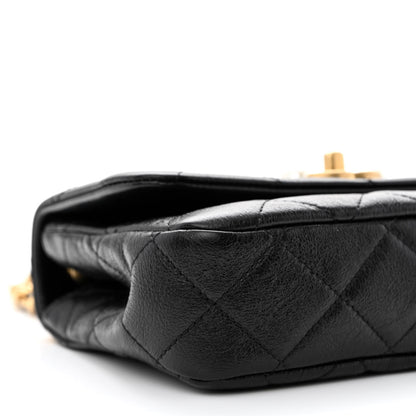 Chanel Glazed Calfskin Quilted Mini Pearl Side Flap Black 9 of 11