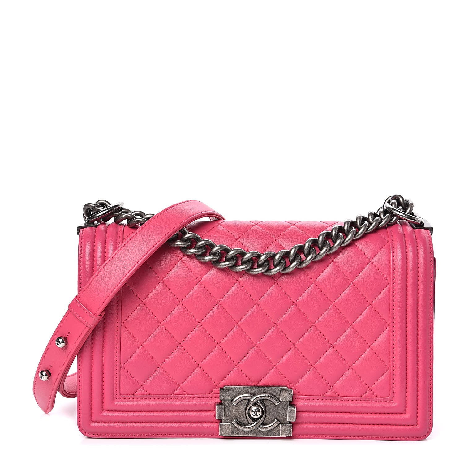 Chanel Lambskin Quilted Medium Boy Flap Dark Pink 1 of 10