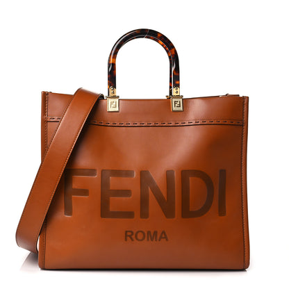 Fendi Vitello King Plexiglass Medium Fendi Sunshine Shopper Tote Cuoio 1 of 11