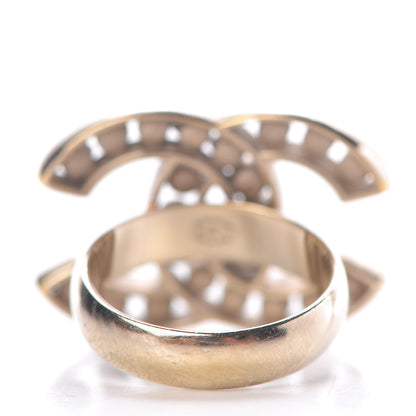 Chanel Crystal Pearl CC Ring 6.5 Gold 4 of 5