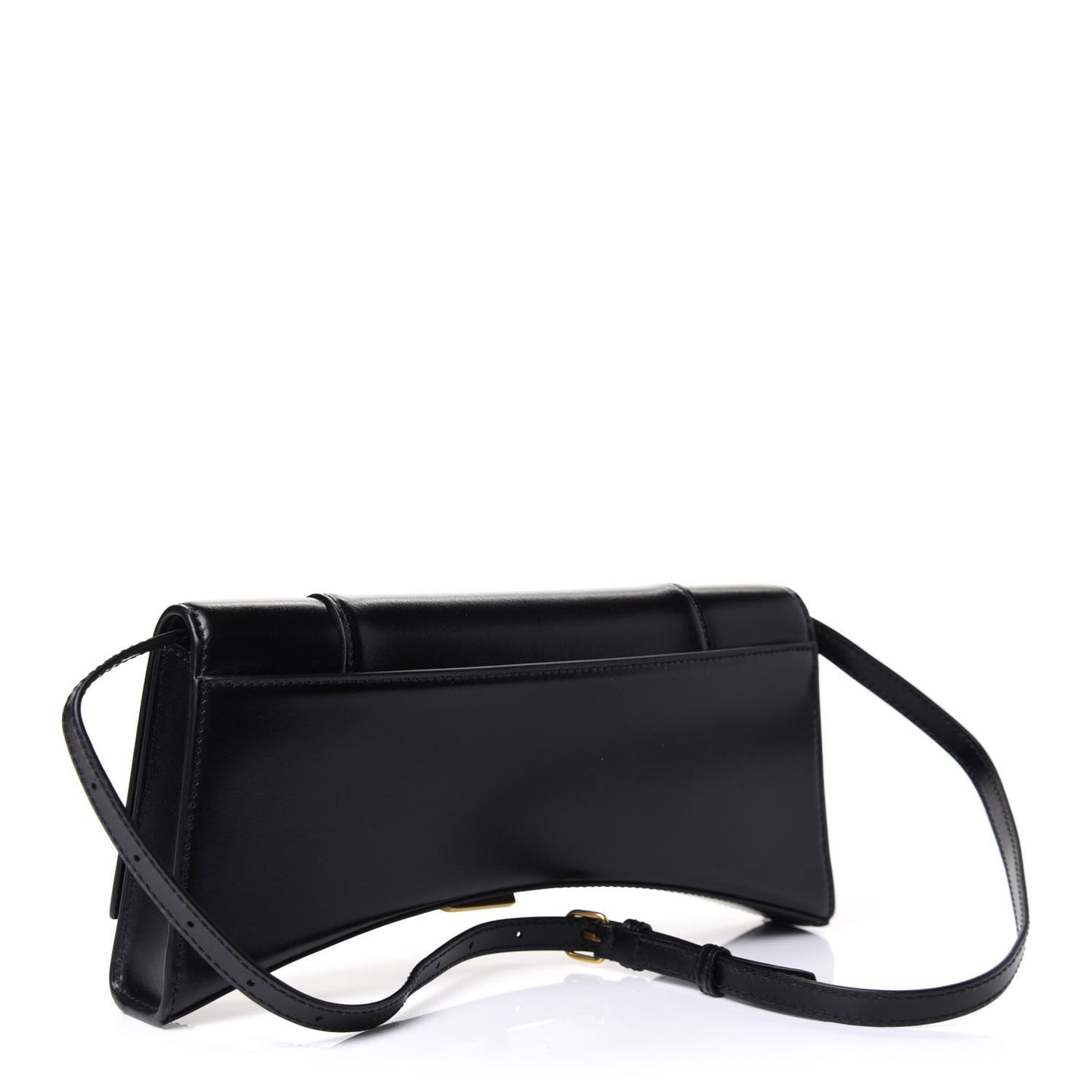 Shiny Box Calfskin Hourglass Stretch Sling Shoulder Bag Black