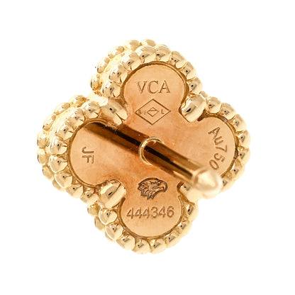 Van Cleef & Arpels 18K Yellow Gold Black Onyx Sweet Alhambra Earrings 4 of 6