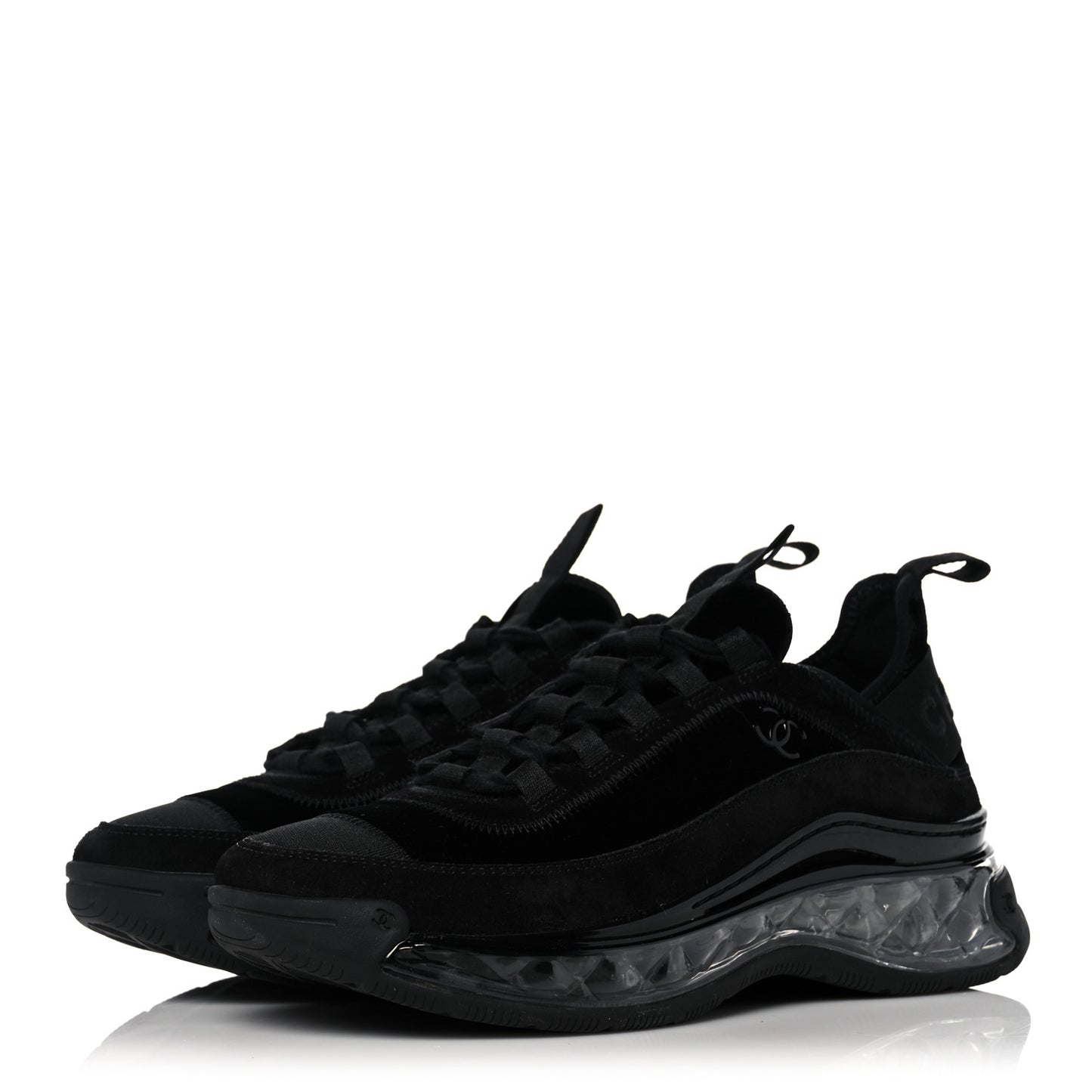 Suede Calfskin Velvet Grosgrain CC Sneakers 37 Black
