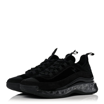 Chanel Suede Calfskin Velvet Grosgrain CC Sneakers 37 Black 3 of 7