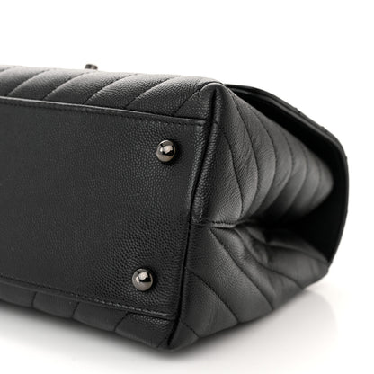 Chanel Caviar Chevron Quilted Small Coco Handle Flap So Black 10 of 10