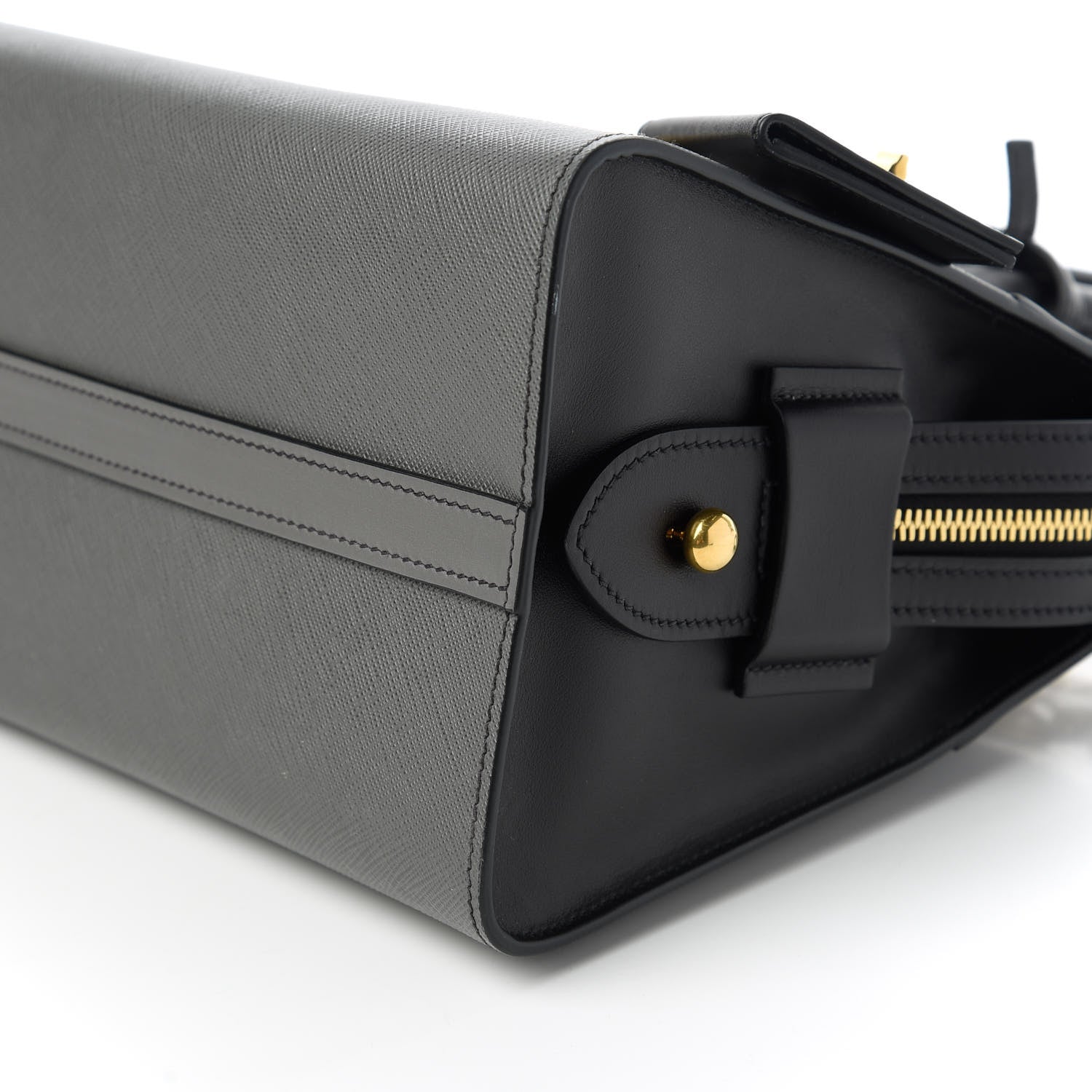 Prada Saffiano City Calfskin Small Esplanade Tote Mercurio Black 7 of 9