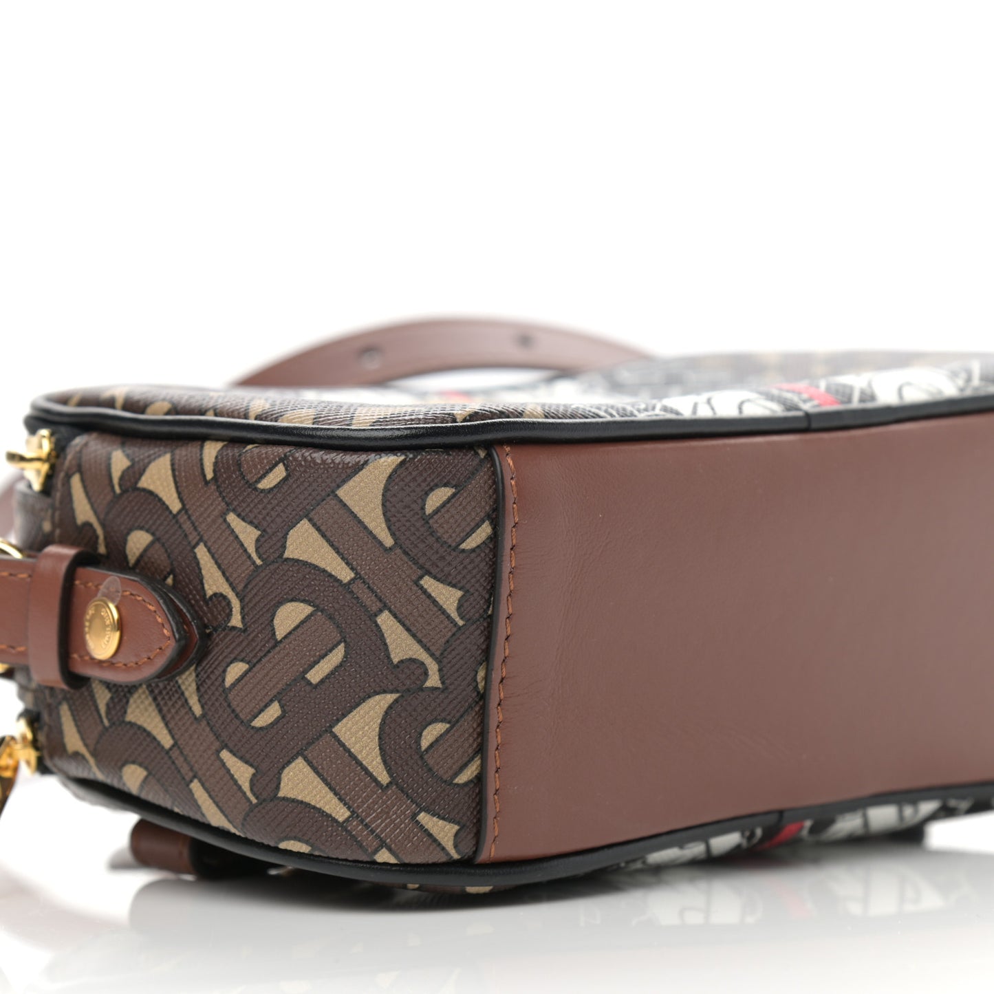 E-Canvas Monogram Stripe Camera Bag Bridle Brown