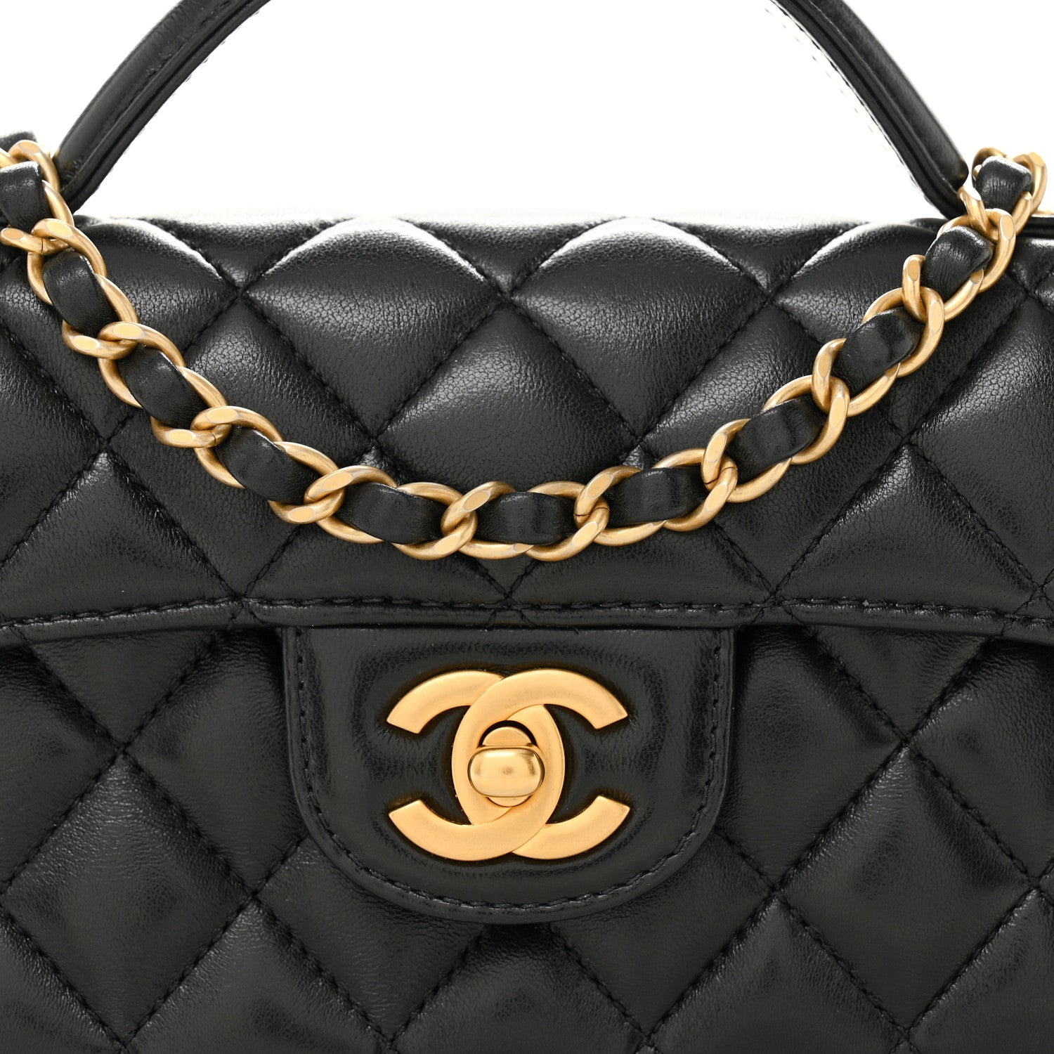 Chanel Lambskin Quilted Mini Flap Top Handle Bag Black 8 of 11