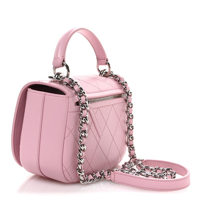 Chanel Calfskin Stitched Small Ring My Bag Flap Crossbody Pink 3 of 10