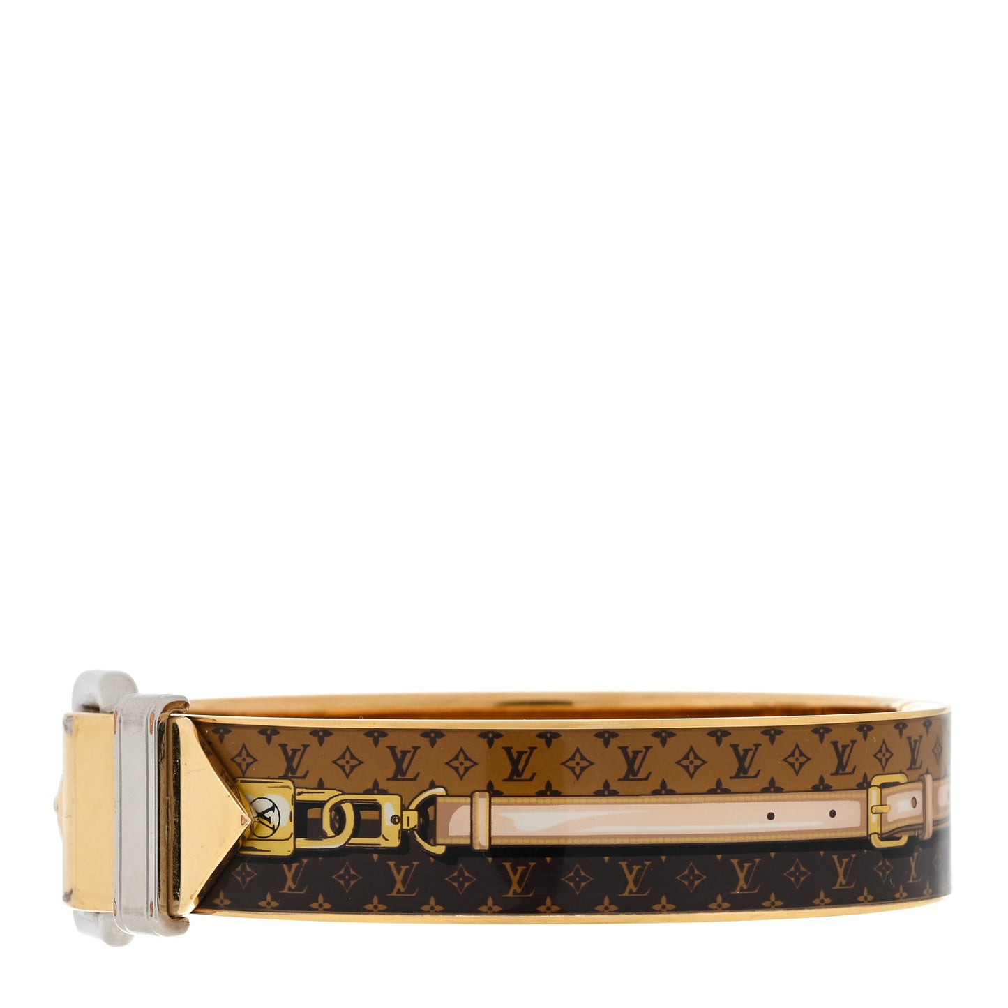 Metal Enamel Monogram Confidential Bracelet M Gold