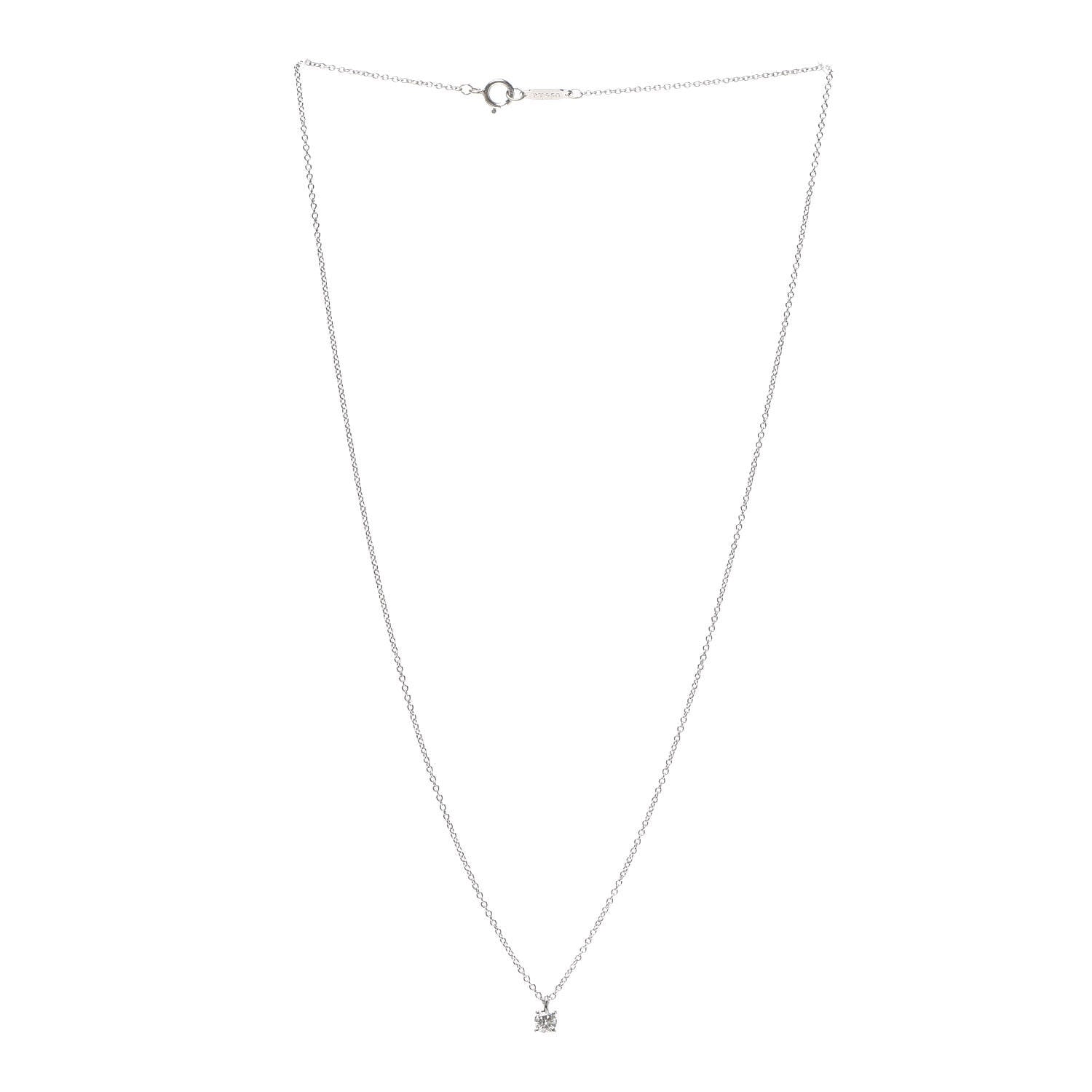 Tiffany Platinum Diamond .17ct Solitaire Pendant Necklace 3 of 6