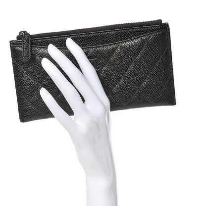 Chanel Caviar Quilted Classic Zip Pouch Dark Green 2 of 8