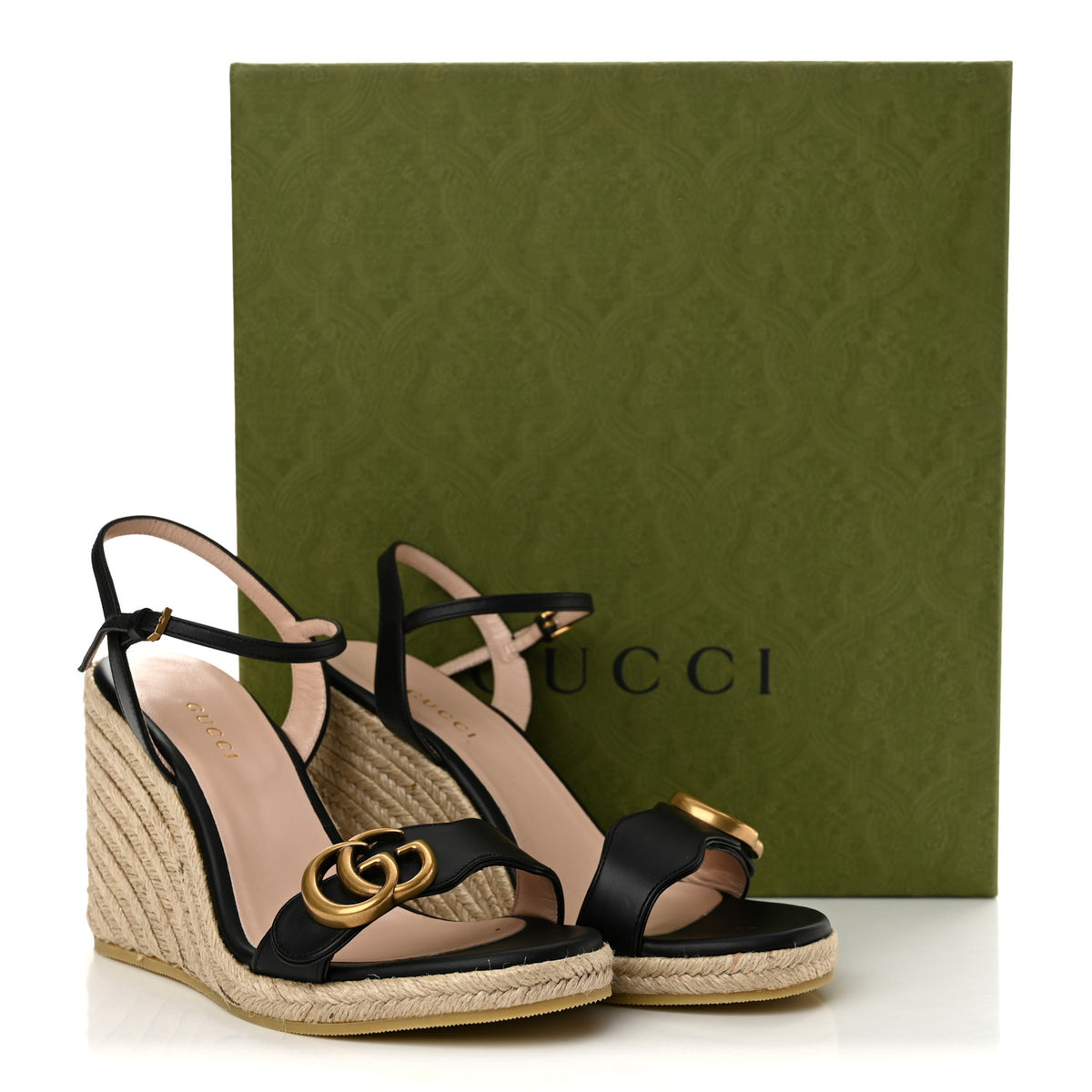 Gucci Galassia Aitana Espadrille 10/95mm Wedge Sandals 35.5 Black 10 of 10