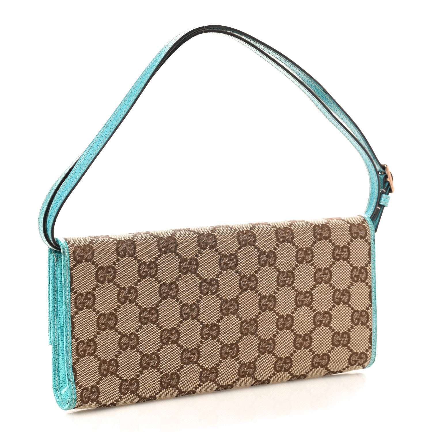 Gucci Monogram Bamboo Bar Clutch Turquoise 3 of 8