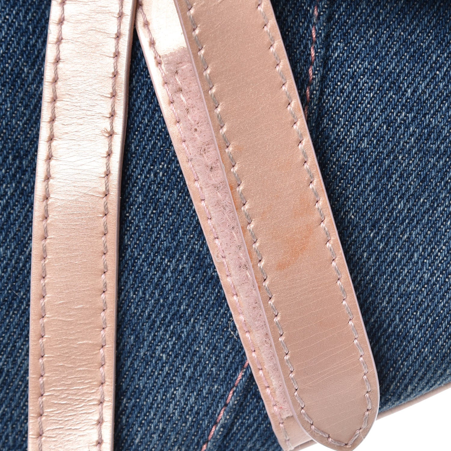 Christian Dior Patent Denim Jeans Saddle Bag Blue Pink 8 of 10