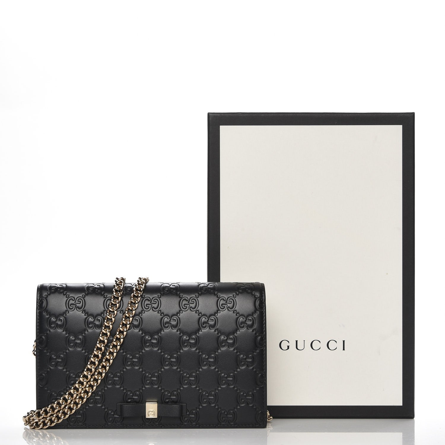 Gucci Guccissima Signature Bowy Chain Wallet Black 7 of 7