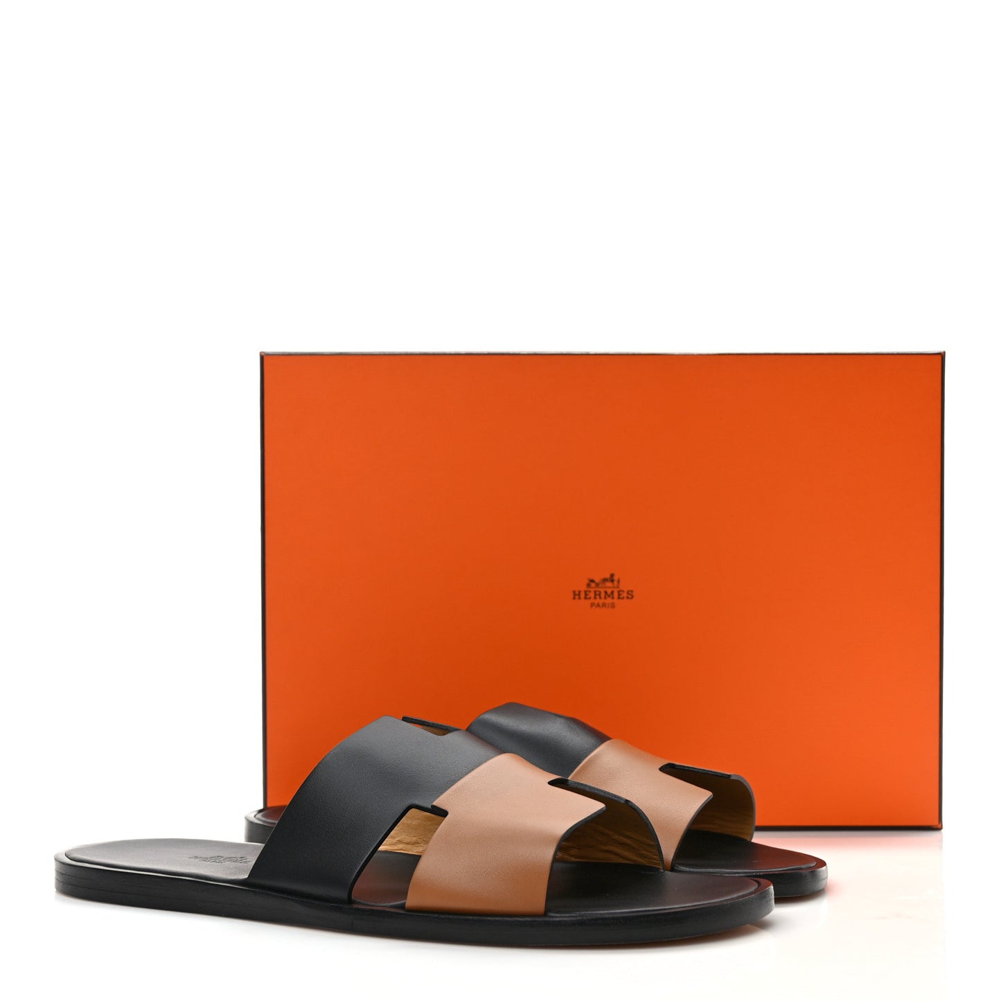 Calfskin Mens Izmir Sandals 43.5 Black Naturel