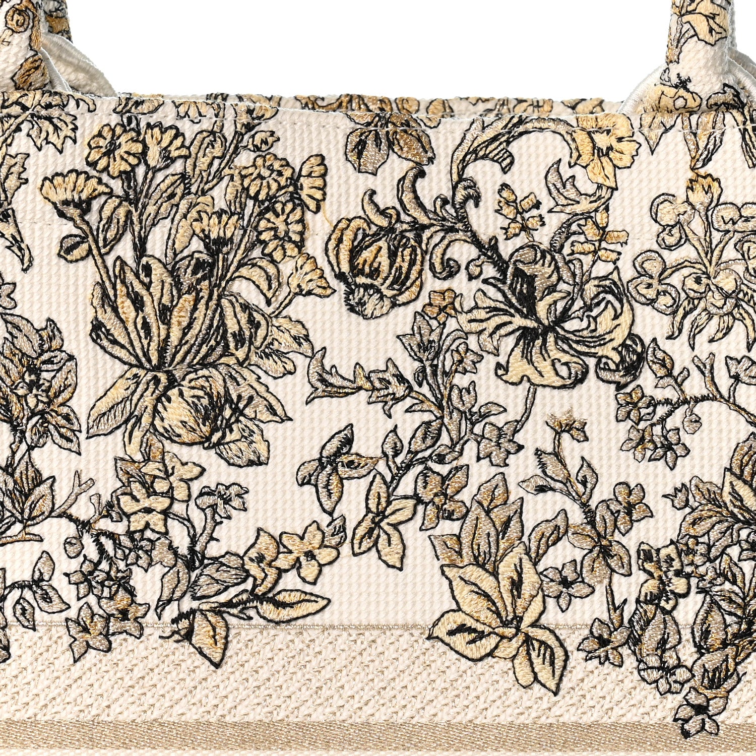 Christian Dior Canvas Embroidered Large Dioriviera Toile De Jouy Book Tote Gold 8 of 11