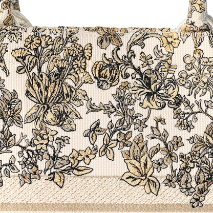 Christian Dior Canvas Embroidered Large Dioriviera Toile De Jouy Book Tote Gold 8 of 11