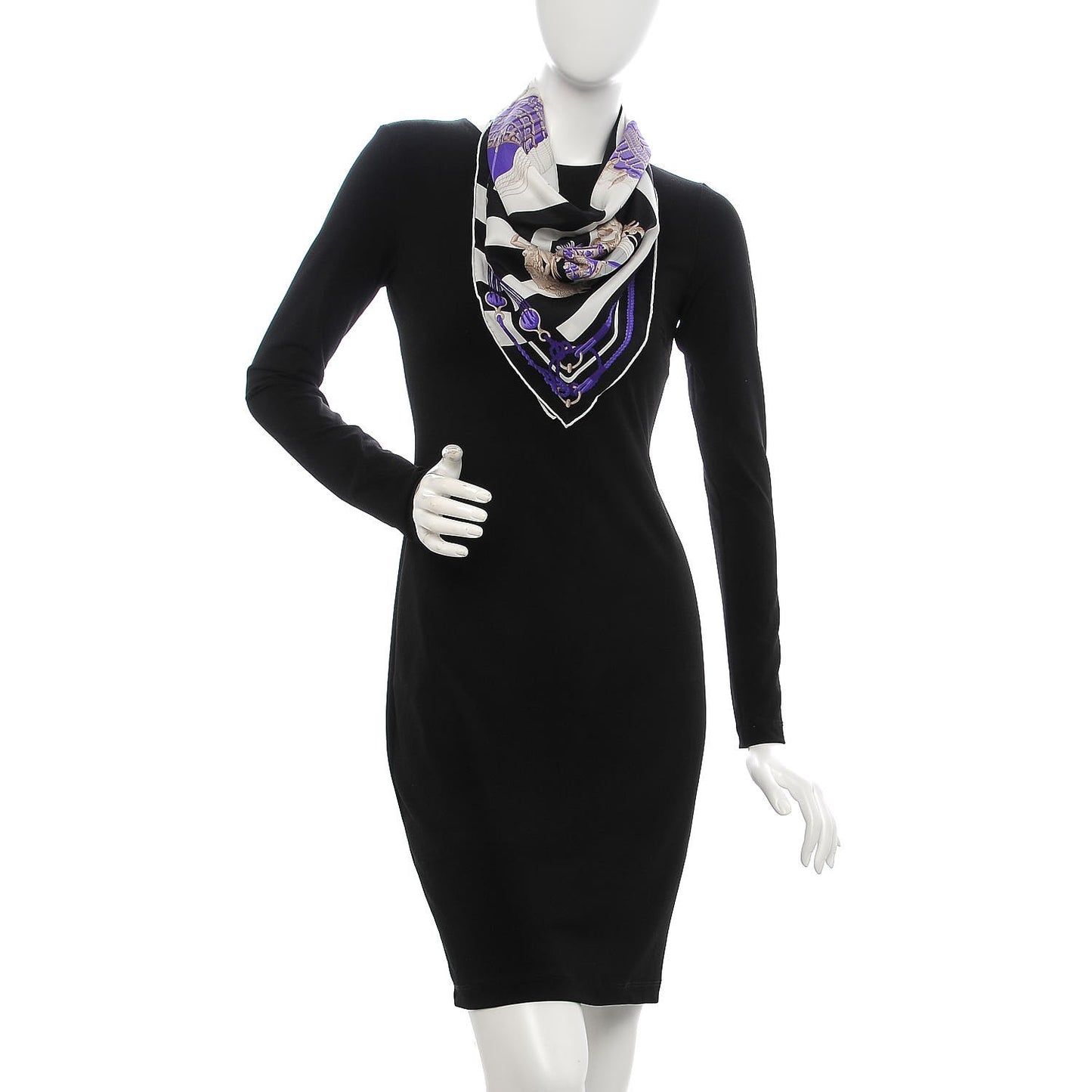 Silk Chateaux D' Arriere Scarf 70 Noir Blanc Violine