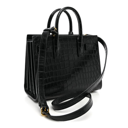 Saint Laurent Calfskin Crocodile Embossed Nano Sac De Jour Black 3 of 10