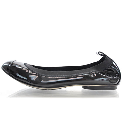 Chanel Patent Cap Toe Elastic Ballet Flats 36 Black 1 of 6