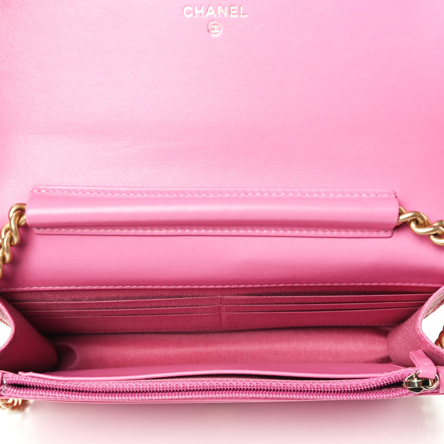 Chanel Caviar Quilted Boy Wallet On Chain WOC Pink 4 of 4