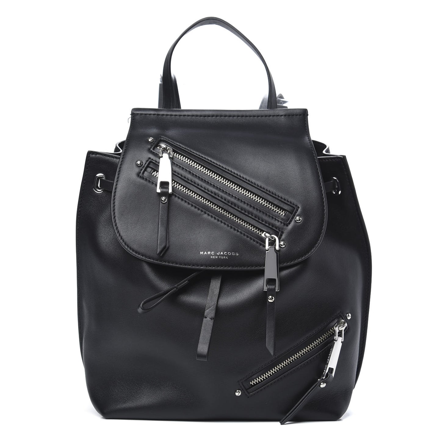 Lambskin Mid Zip Backpack Black