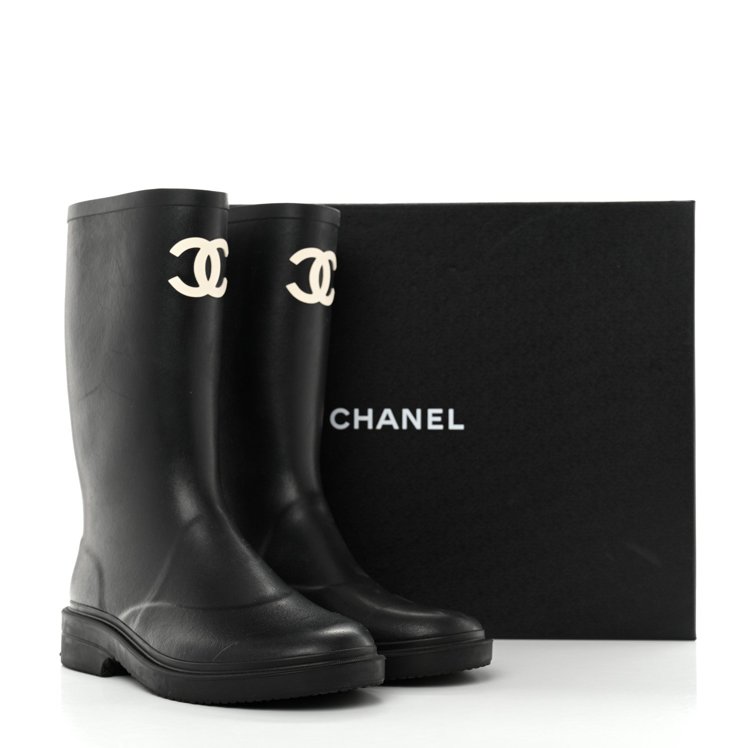 Chanel Caoutchouk CC High Boots 40 Black 9 of 9