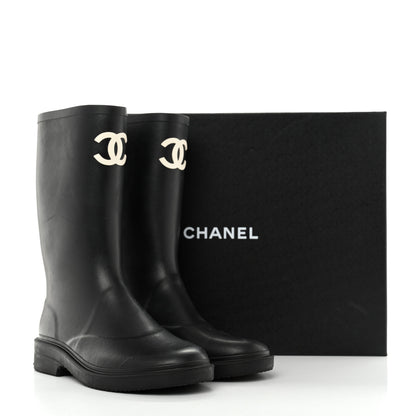 Chanel Caoutchouk CC High Boots 40 Black 9 of 9