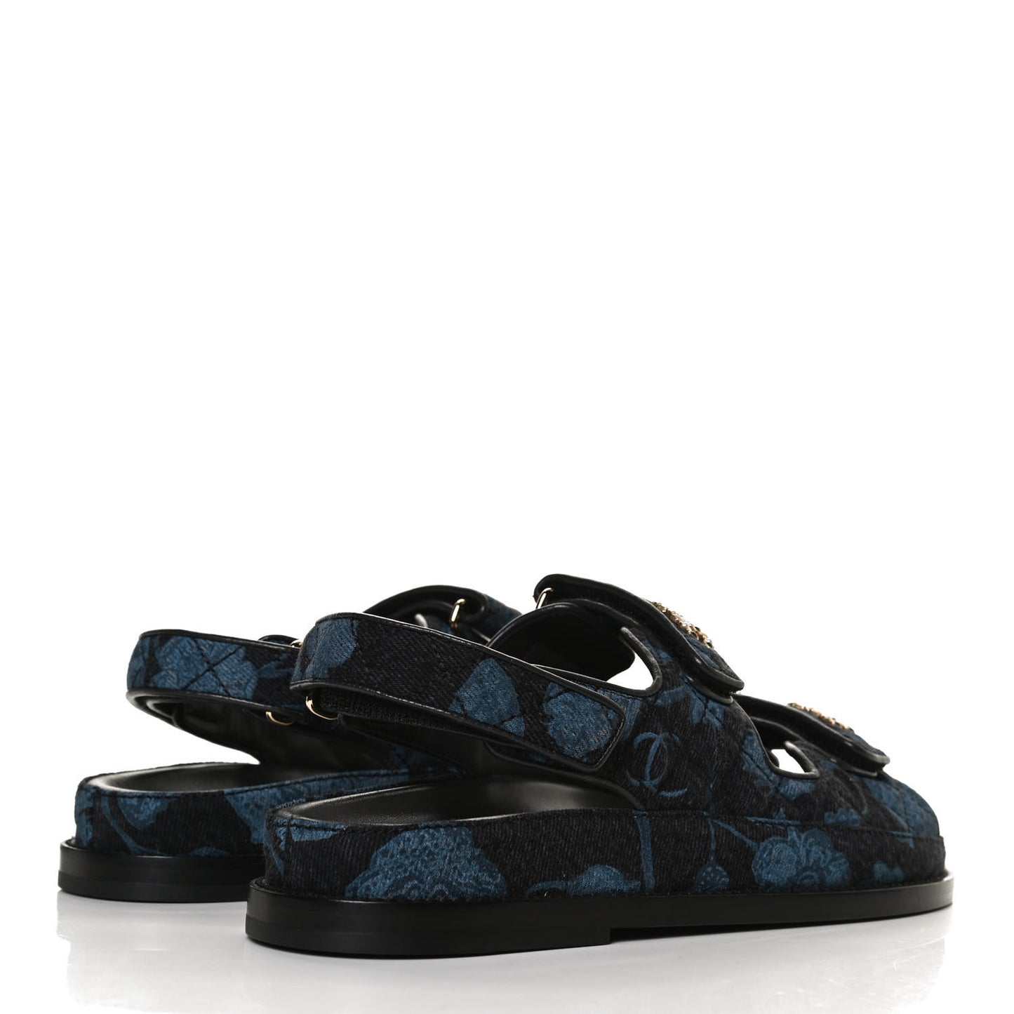 Denim Velcro Dad Sandals 37.5 Dark Grey Blue Black
