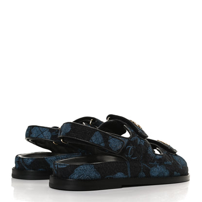 Chanel Denim Velcro Dad Sandals 37.5 Dark Grey Blue Black 4 of 11