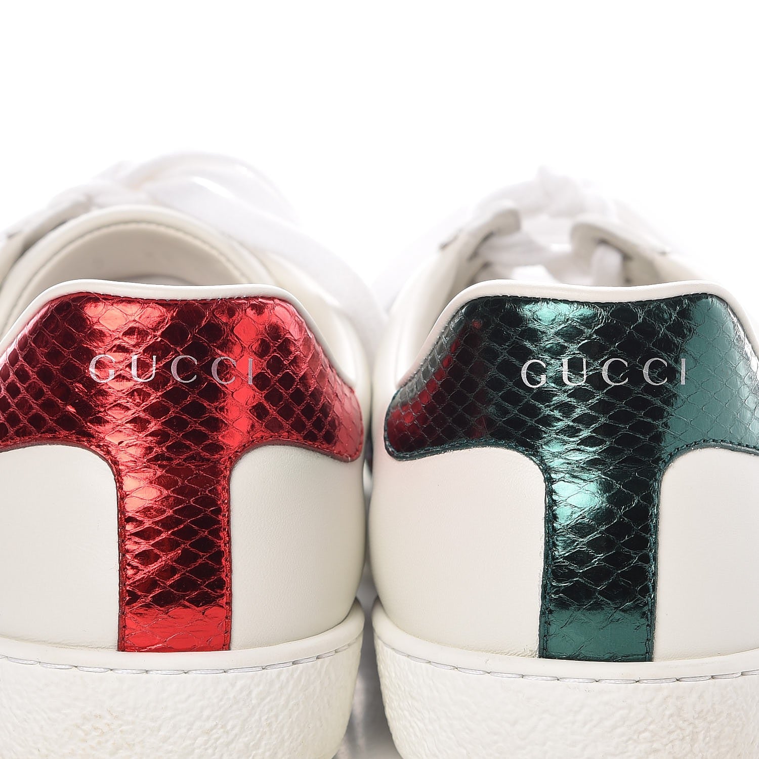 Gucci Miro Soft Calfskin Laminated Ayers Web Bee Embroidered Mens Ace Sneakers 9.5 White Red Flame Green 10 of 12