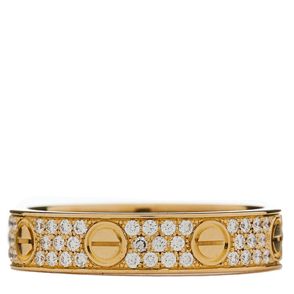 Cartier 18K Yellow Gold Diamond 4mm LOVE Wedding Paved Band Ring 49 4.75 3 of 5