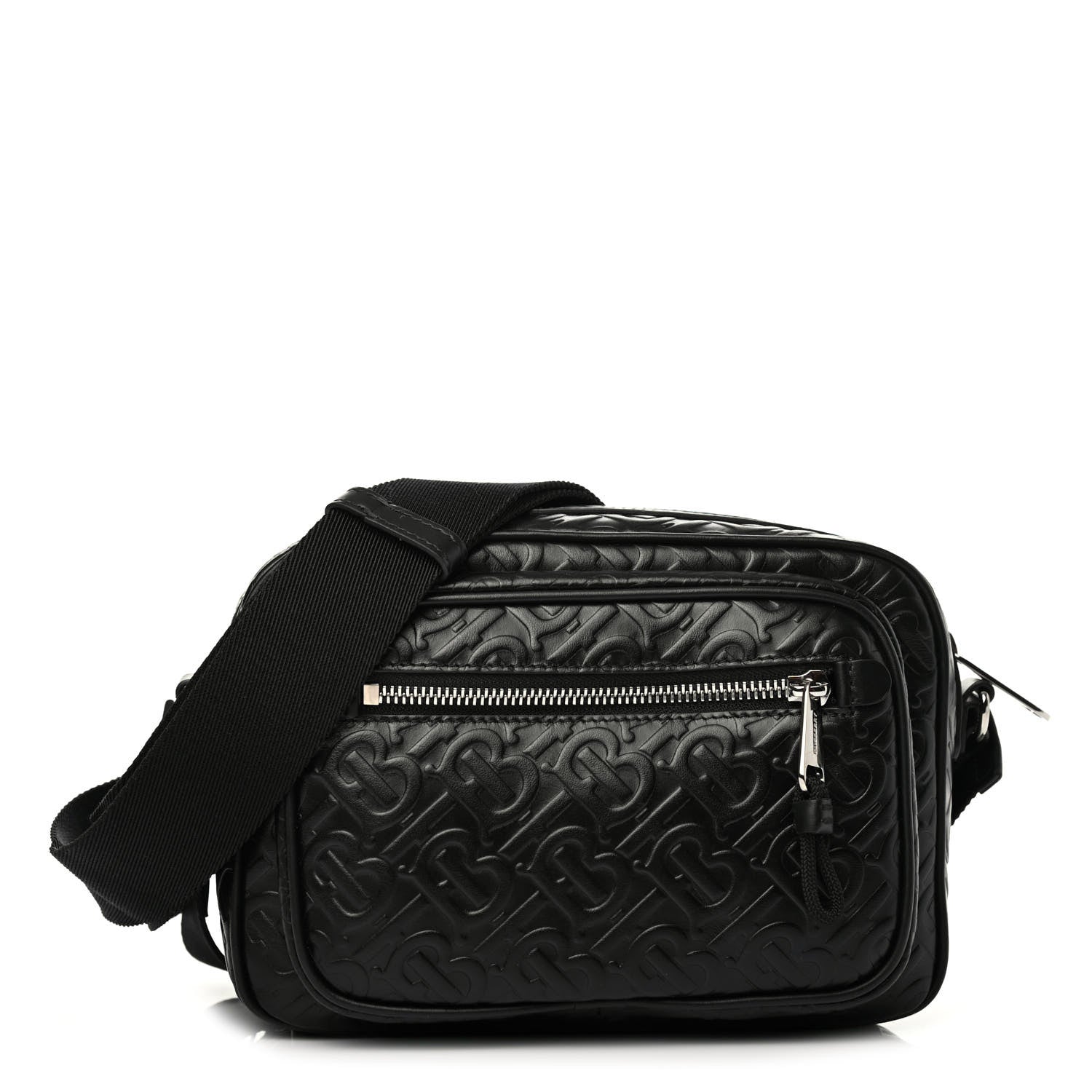 Burberry Calfskin Embossed Monogram Small Camera Bag Black 1 of 4