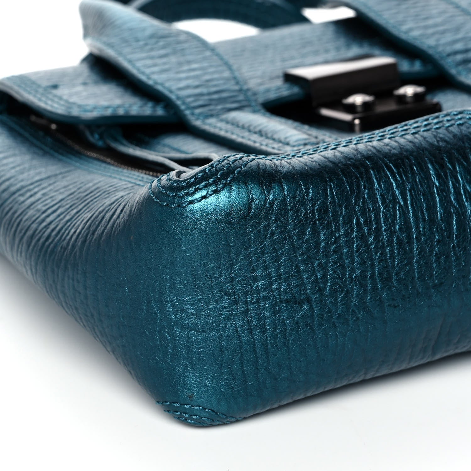 3.1 Phillip Lim Metallic Textured Calfskin Mini Pashli Satchel Turquoise 9 of 14