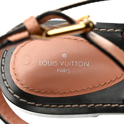 Louis Vuitton Calfskin Damier Ebene Passenger Flat Sandals 37 Venus Pink 6 of 9