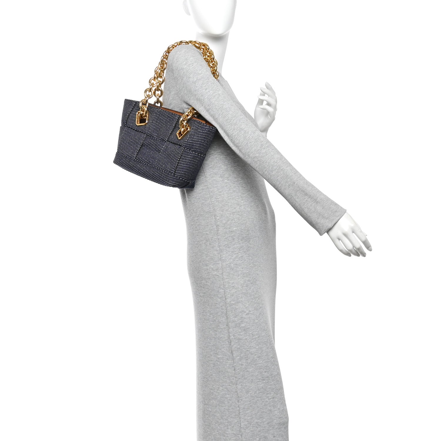 Bottega Veneta Denim Maxi Intrecciato High Frequency Chain Tote Indigo 2 of 11