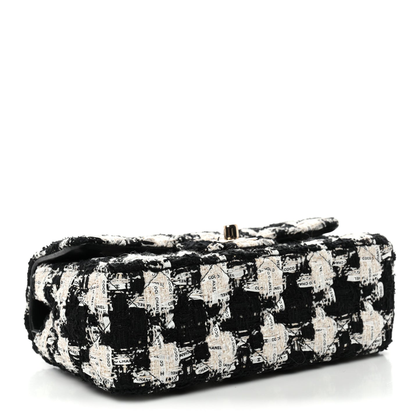 Tweed Quilted Mini Rectangular Flap Black Ecru White