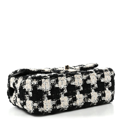 Chanel Tweed Quilted Mini Rectangular Flap Black Ecru White 4 of 10
