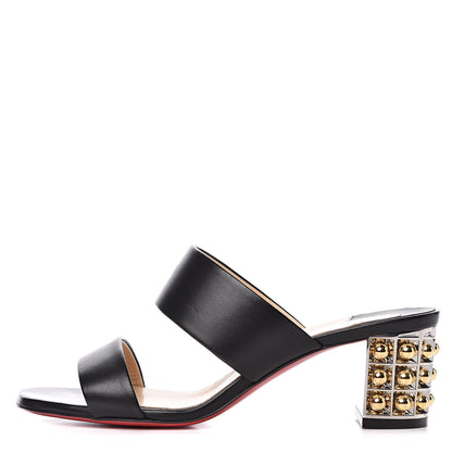 Christian Louboutin Nappa Vasa Opticat 55 Slide Sandals 37.5 Black Gold 1 of 11