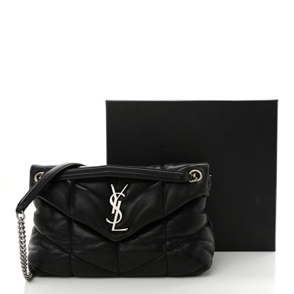 Saint Laurent Lambskin Quilted Small Loulou Puffer Monogram Chain Satchel Black 15 of 15