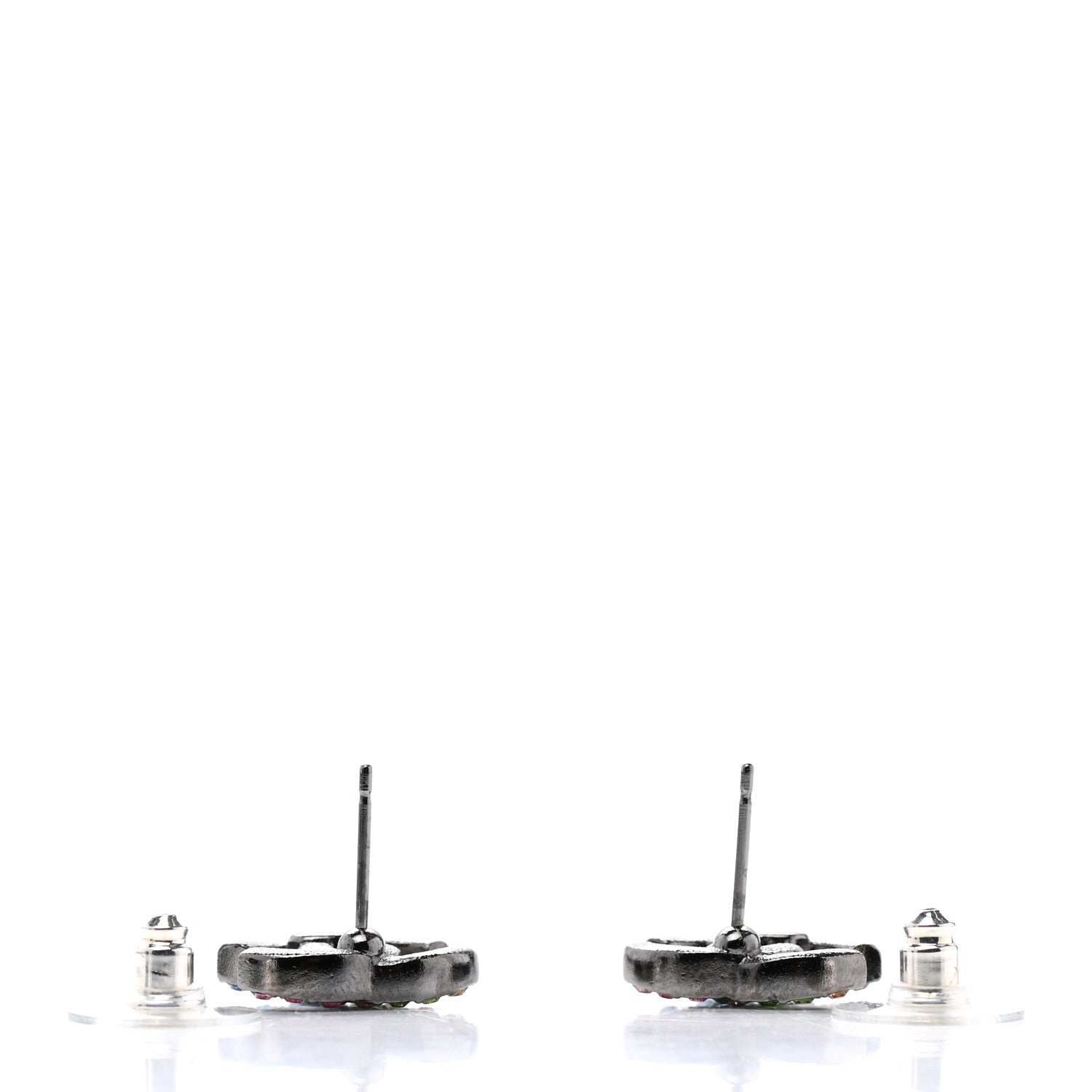 Chanel Ruthenium Crystal CC Earrings Multicolor 3 of 5