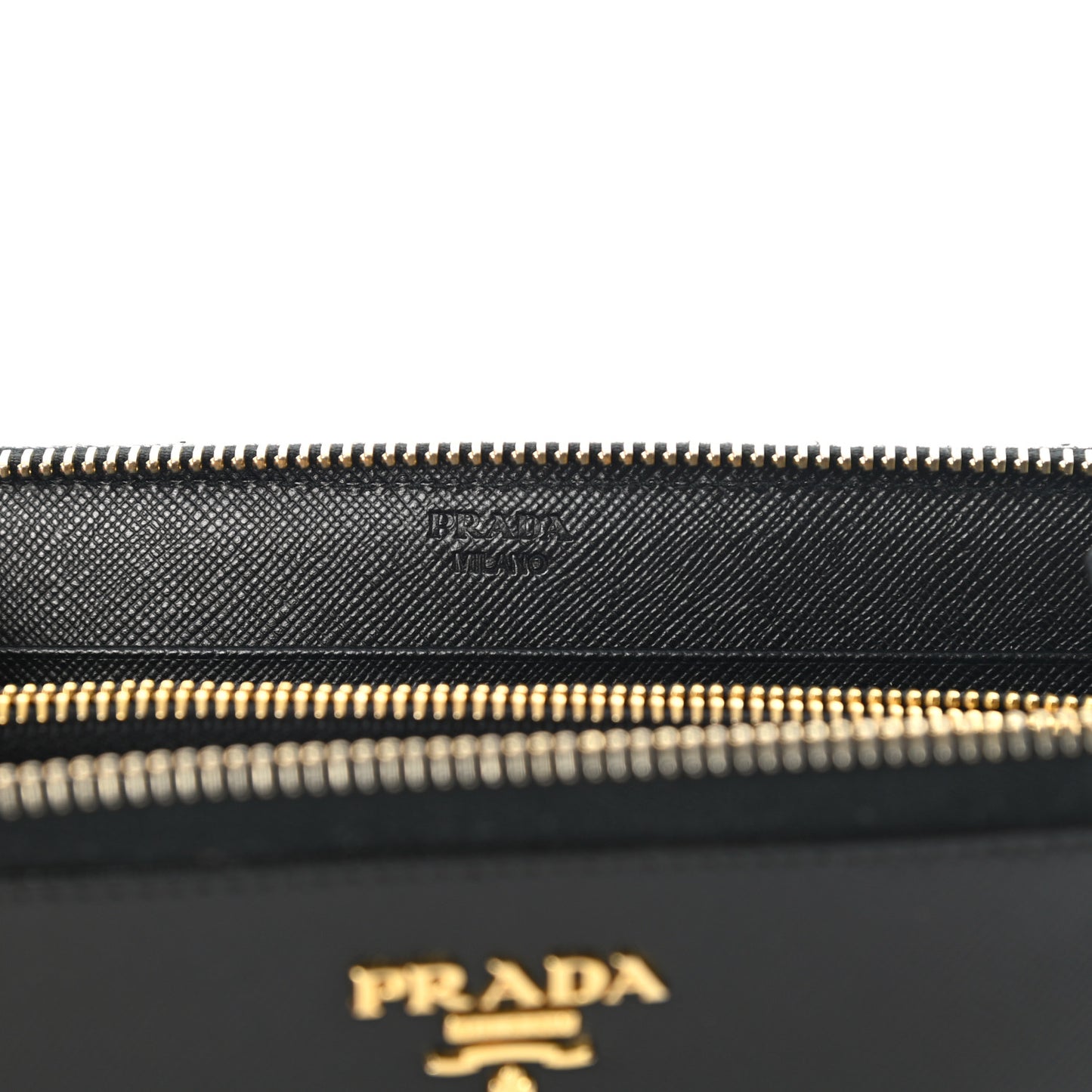 Saffiano Metal Zip Around Wallet Black