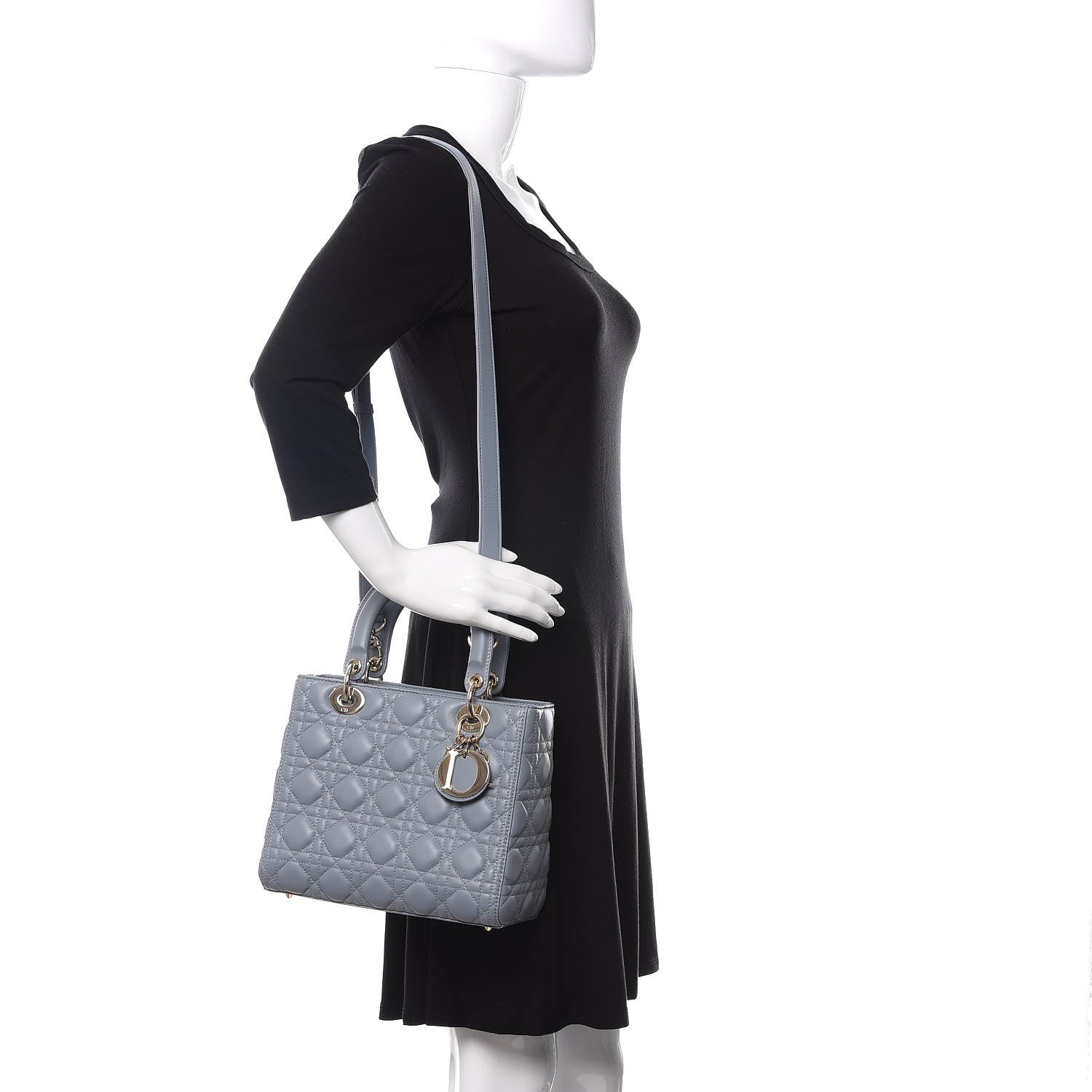 Christian Dior Lambskin Cannage Medium Lady Dior Blue 2 of 12