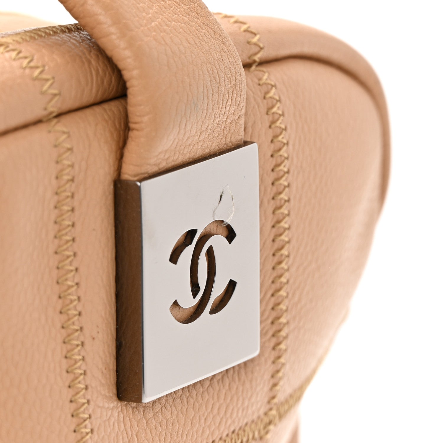 Chanel Caviar Square Stitched Bowler Beige 19 of 19